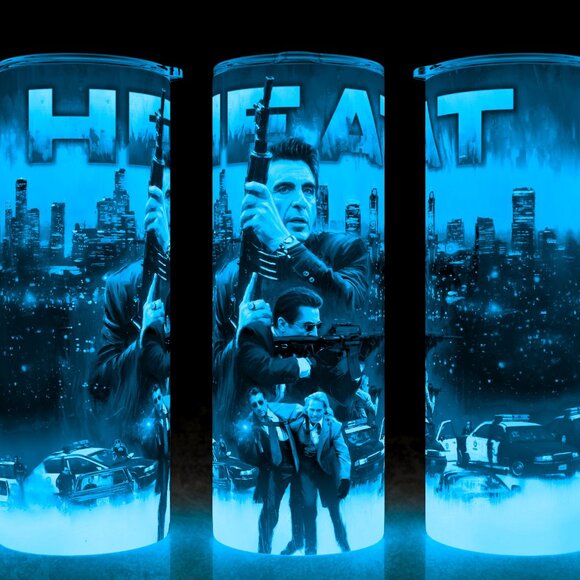 Glow in the Dark Heat 90s Al Pacino - Val Kilmer Movie Cup Mug Tumbler - Picture 1 of 4